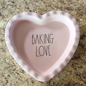 Rae Dunn Heart Shaped "Baking Love" Ceramic Pan